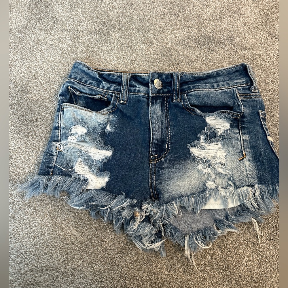 American Eagle Outfitters Blue Distressed Jean Shorts  Size 2